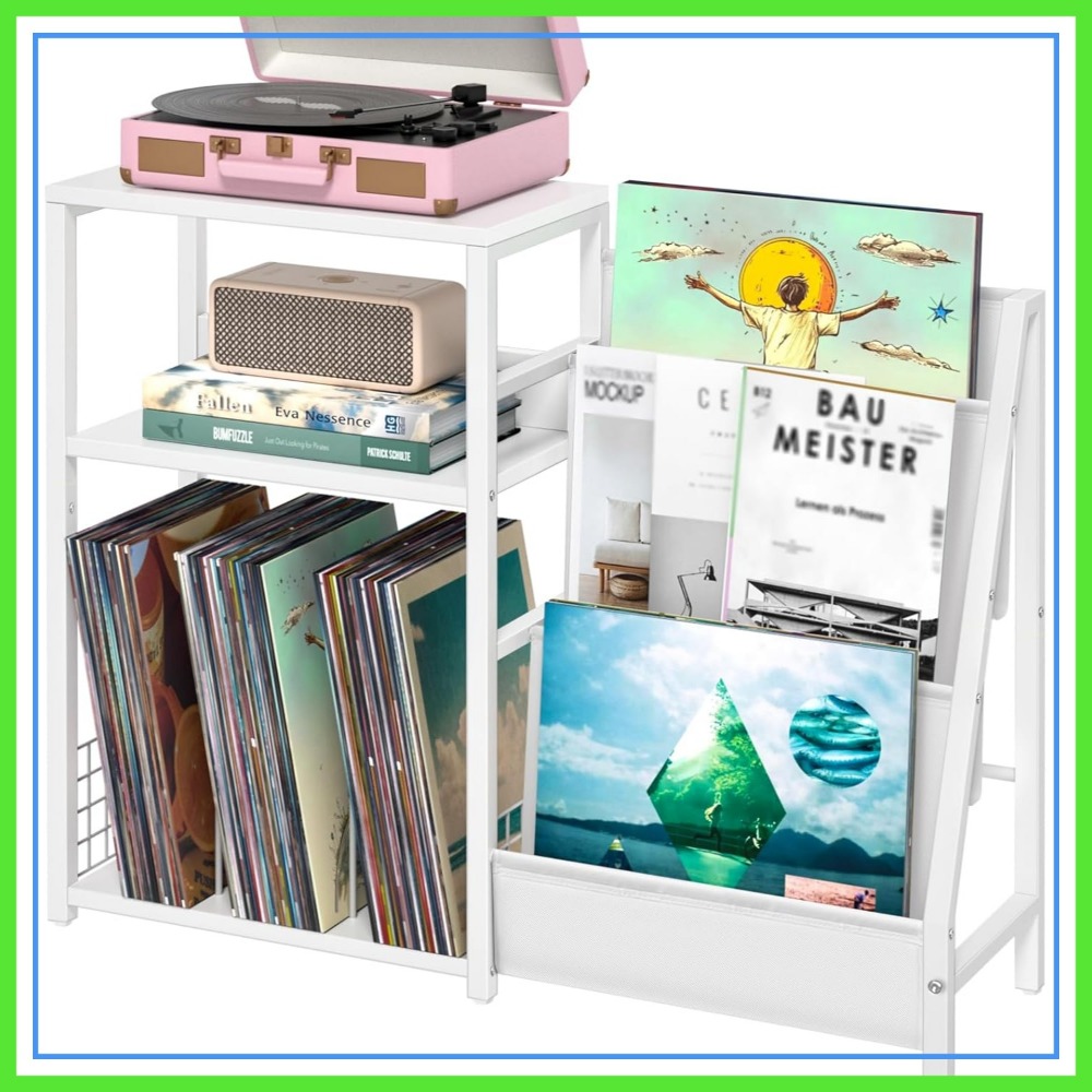 Magazine Holder Rack - Record Player Stand with Vinyl Storage