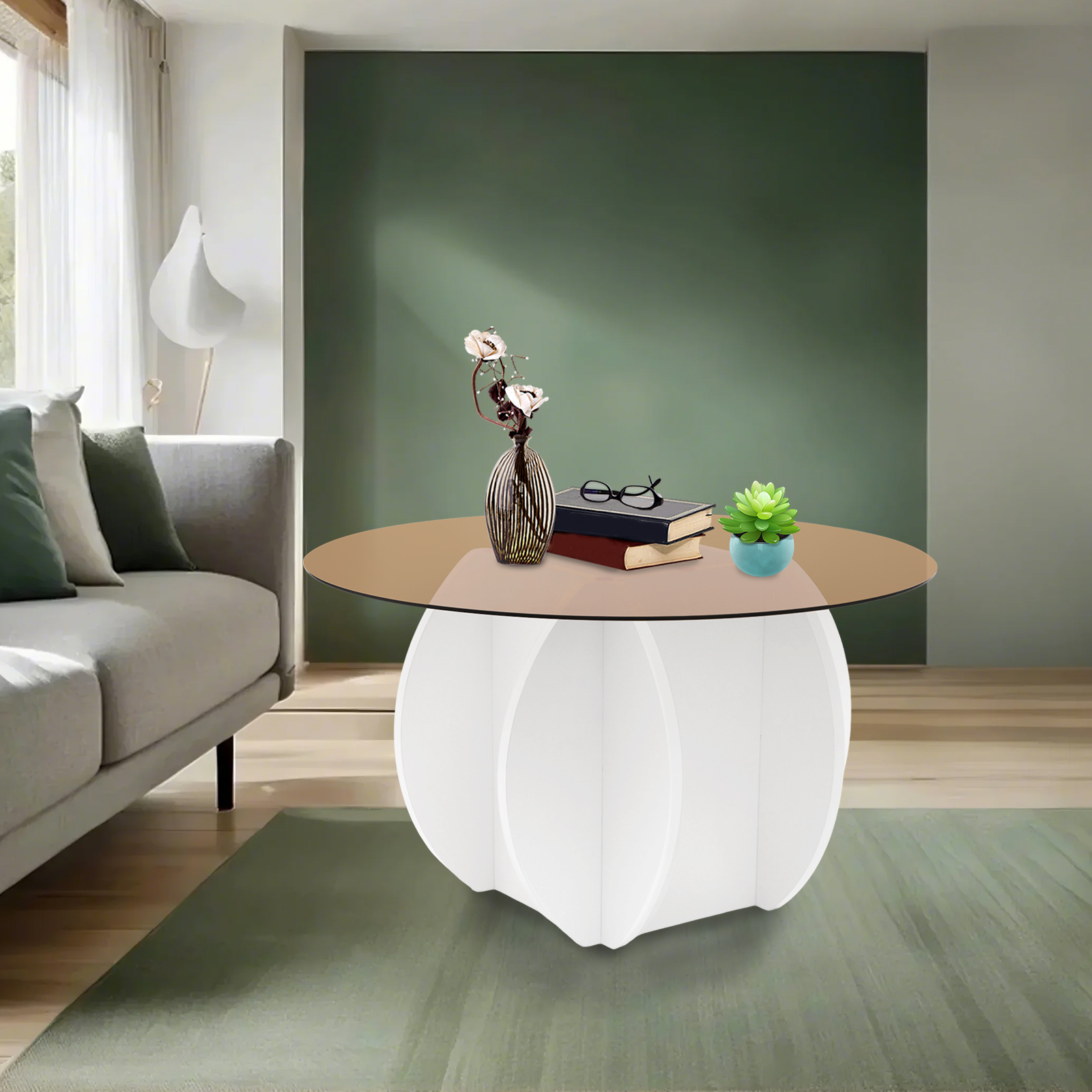 Modern Round Coffee Table 27.6 - đánh giá và giá Book Weight Glass