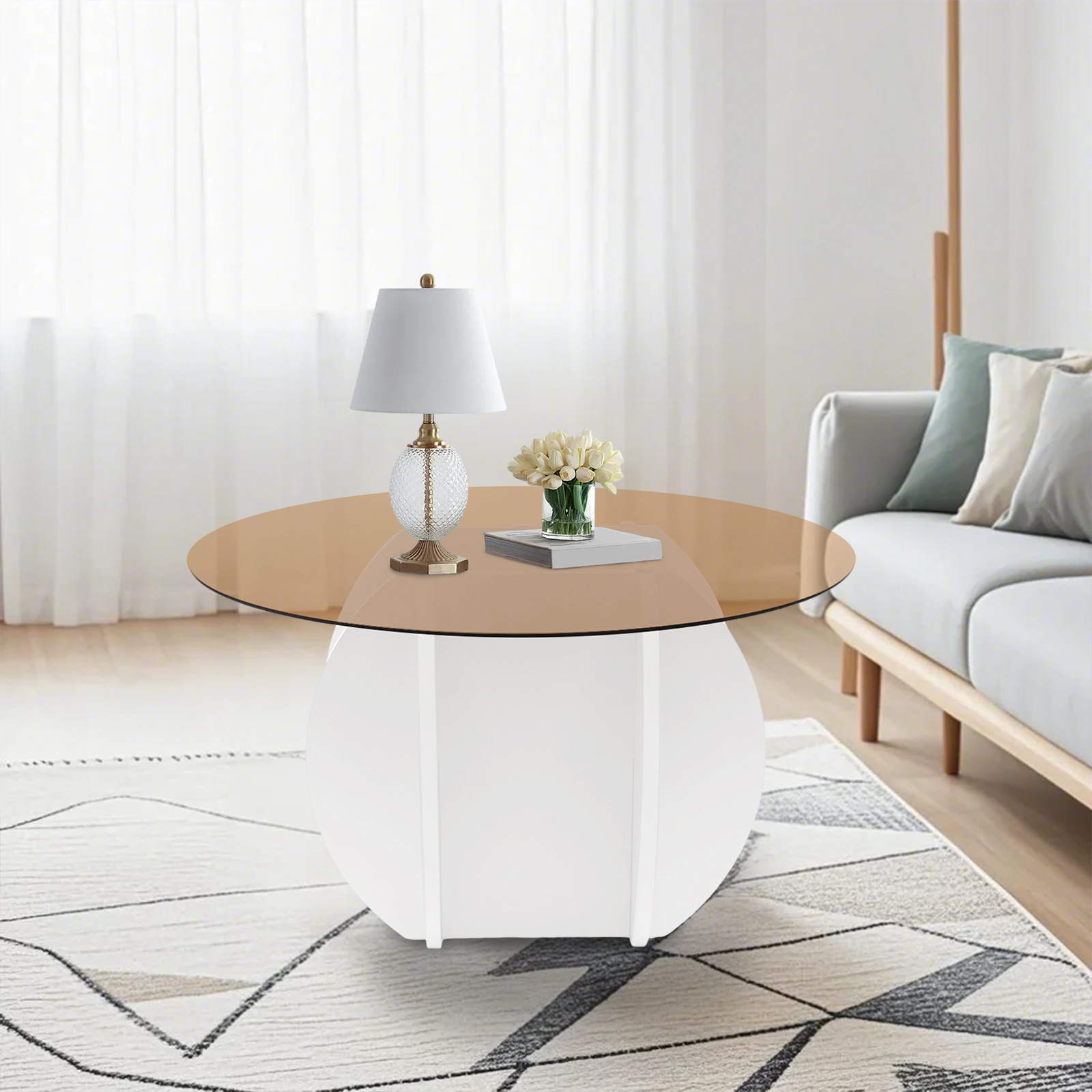 Modern Round Coffee Table 27.6 - đánh giá và giá Book Weight Glass