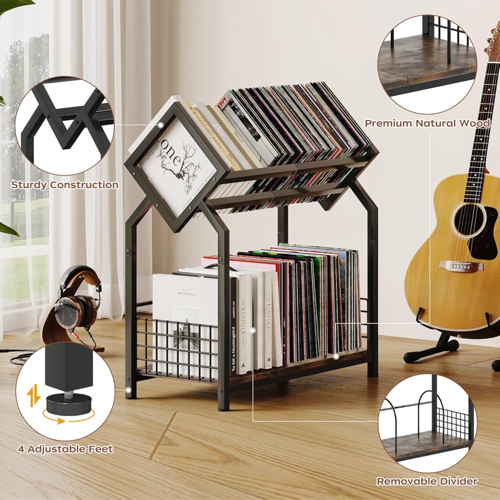 2-Tier Vinyl Record Storage Ho - đánh giá và giá Magazine Holder Rack