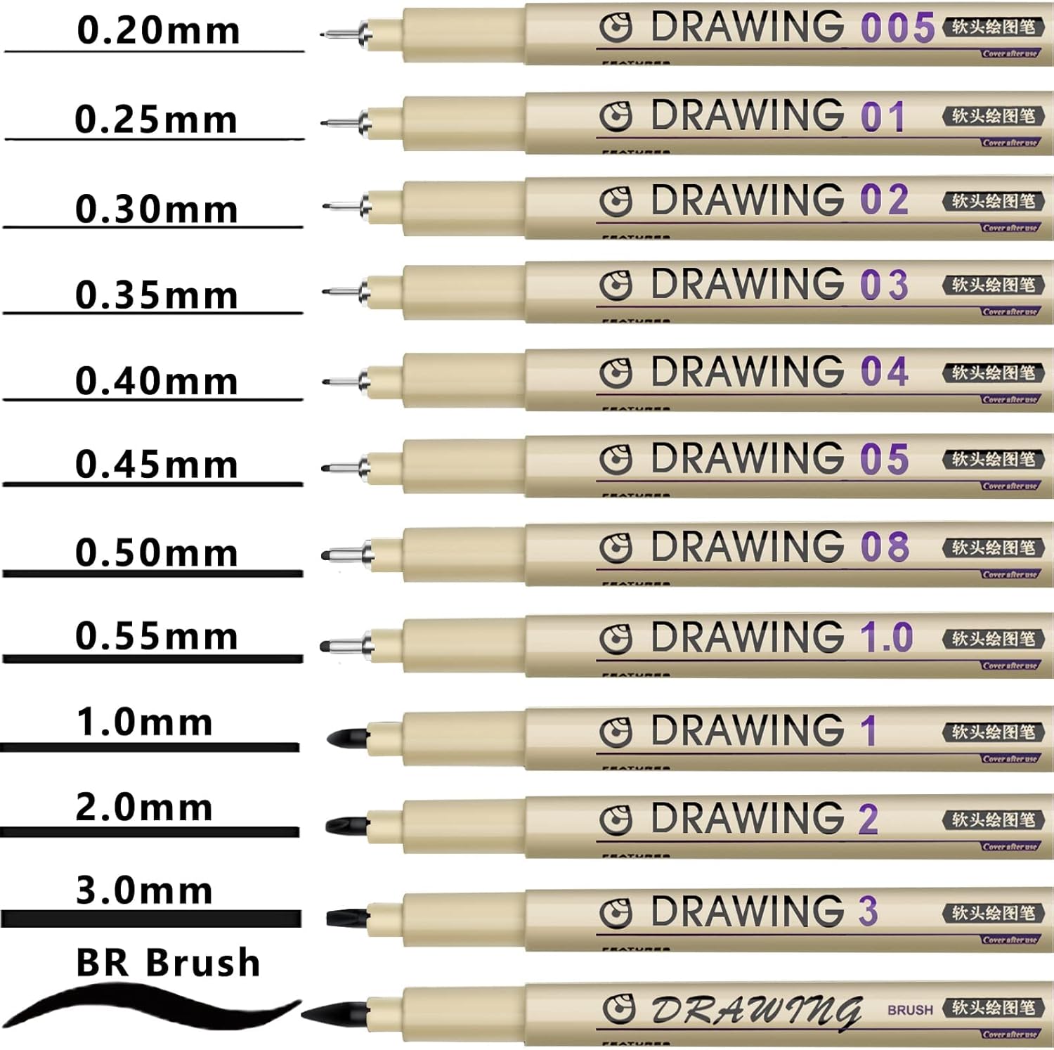 12 Black Fine Line Drawing Pen - đánh giá và giá Archive Box Set