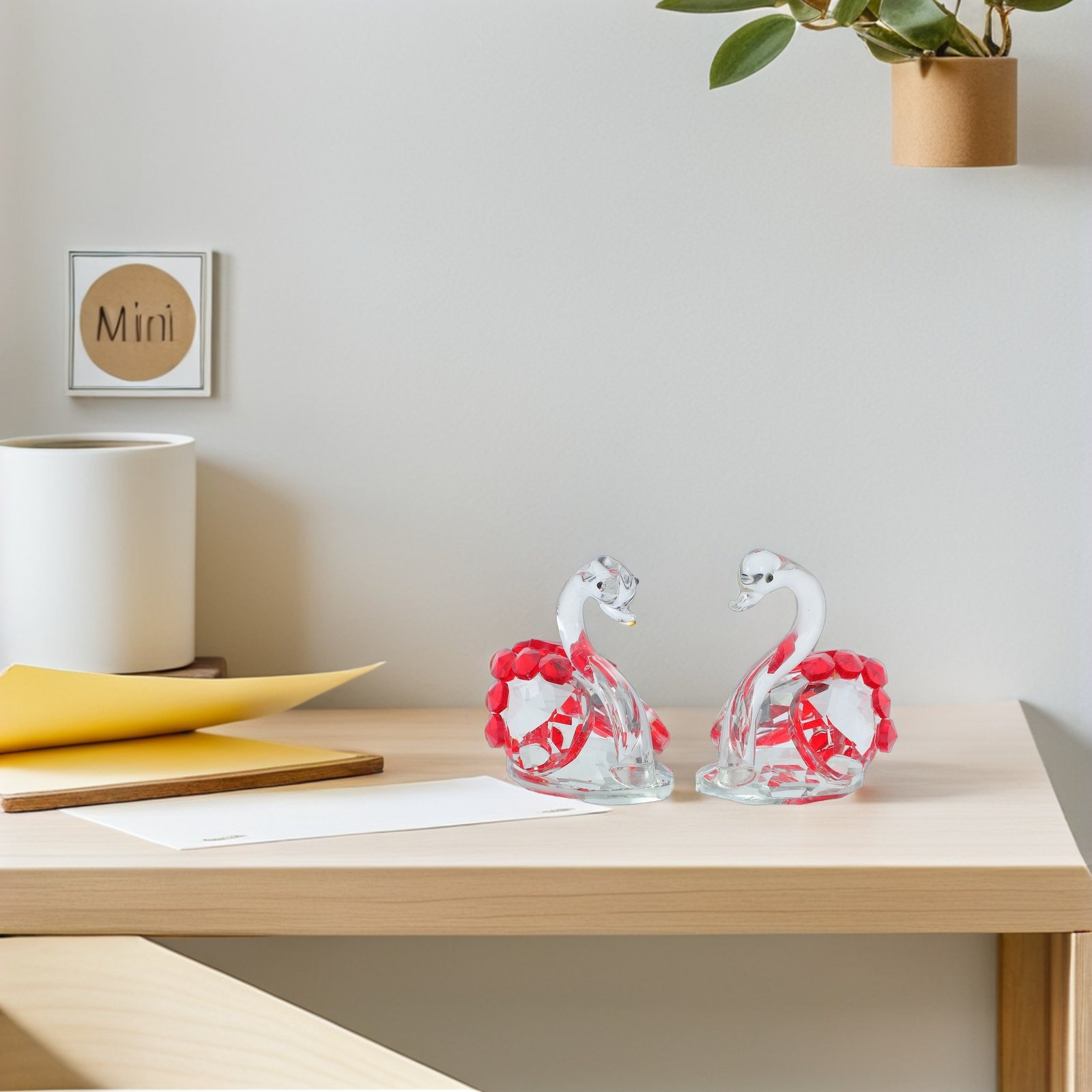 2Pcs Crystal Swan Decor Lover  - đánh giá và giá Paper Weight Crystal