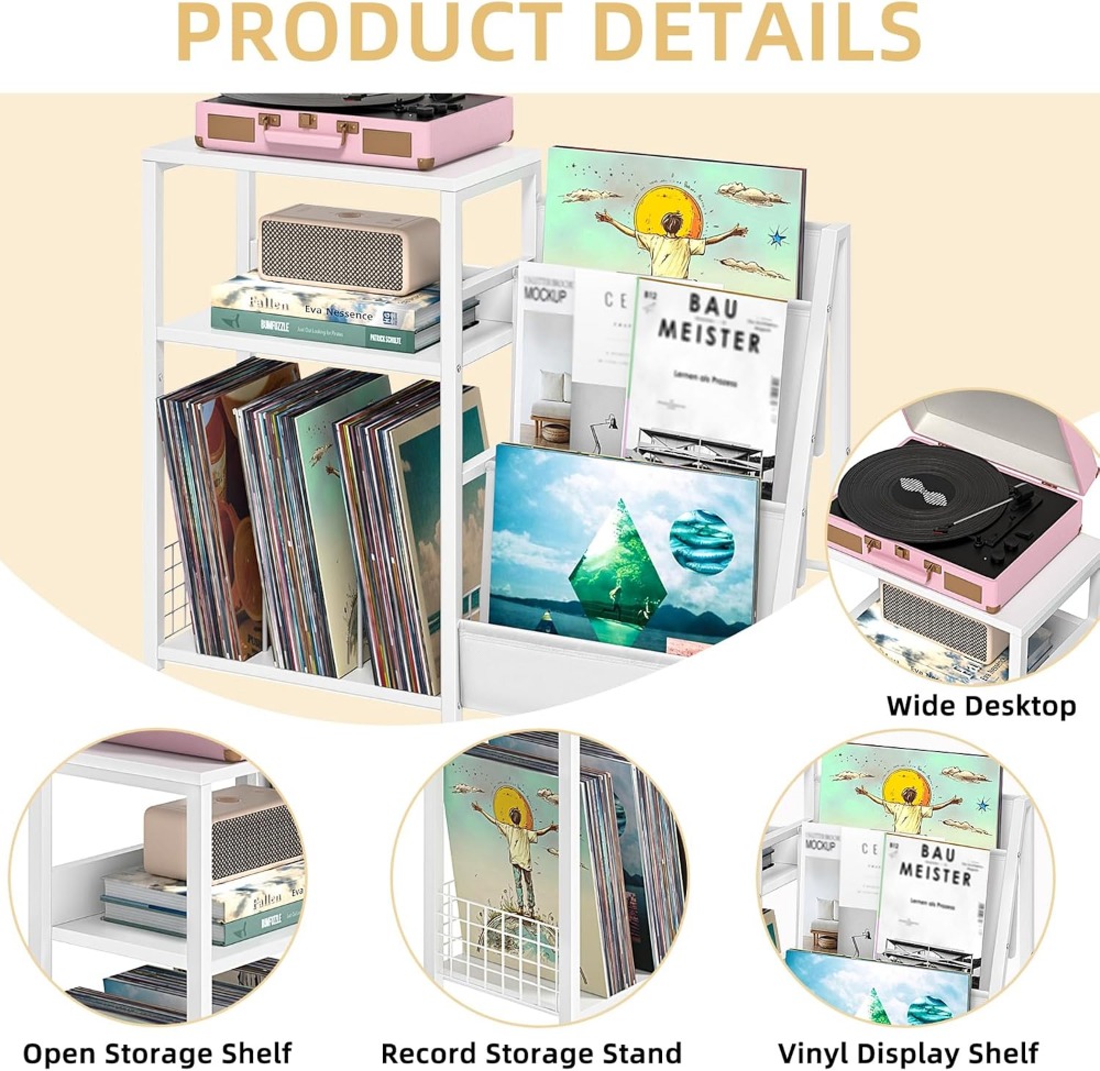 Record Player Stand with Vinyl - đánh giá và giá Magazine Holder Rack