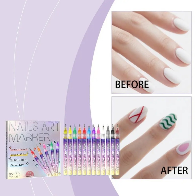 12Pcs/Set Multicolor Nail Art  - đánh giá và giá Correction Pen Fine