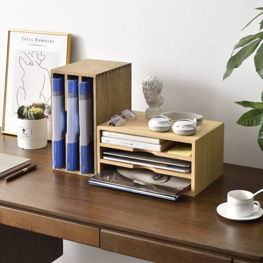 Wooden Desktop Organizer Paper - đánh giá và giá Magazine Holder Rack