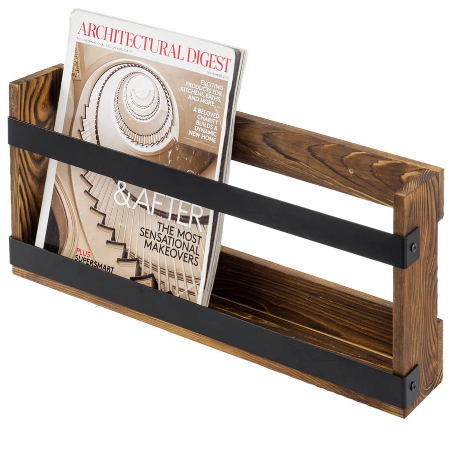 Rustic Burnt Solid Wood and In - đánh giá và giá Magazine Holder Rack
